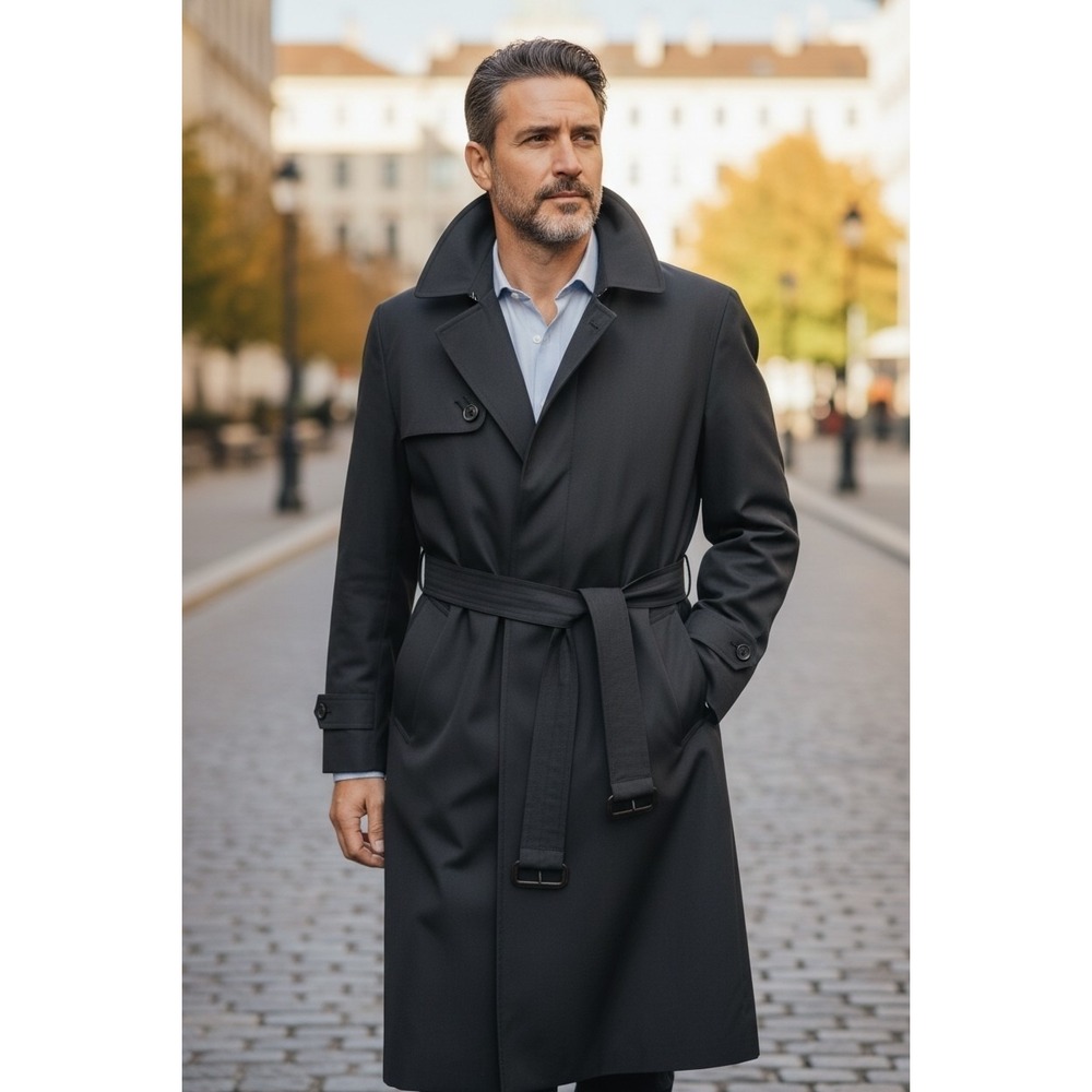 Lauren Ralph Lauren Trench Coat Zip Out Wool Liner Black 40S‎ Career Business